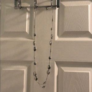 Silver tone double necklace